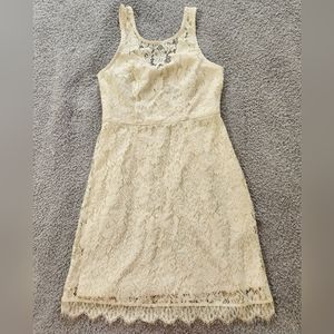 Abercrombie & Fitch White Lace Overlay Scoopneck Sleeveless Dress